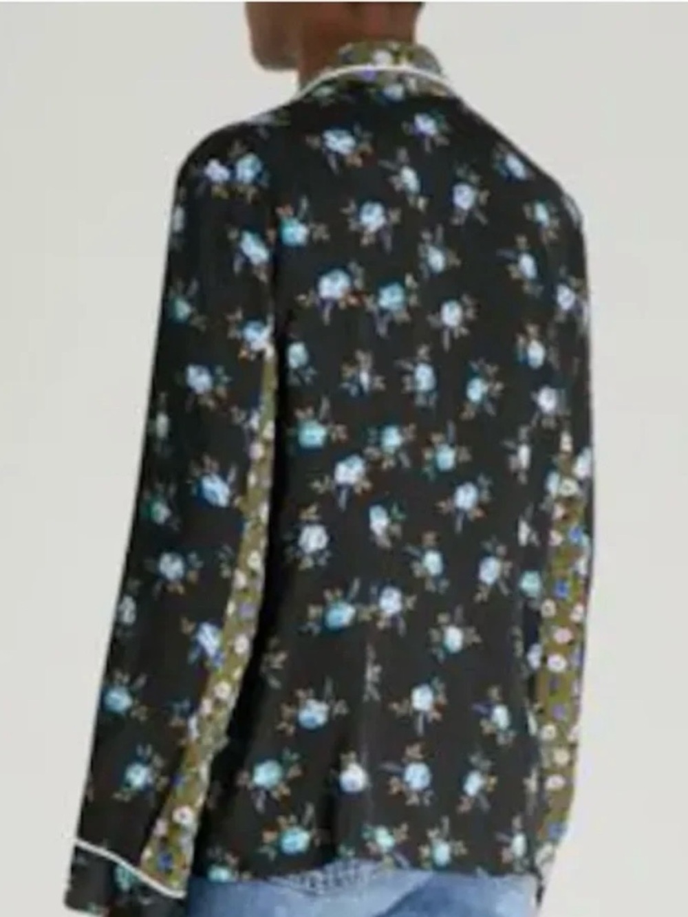 NWT Sandro Paris Crepe & Satin Noisette Shirt In Black Floral Size 3 - Picture 2 of 11